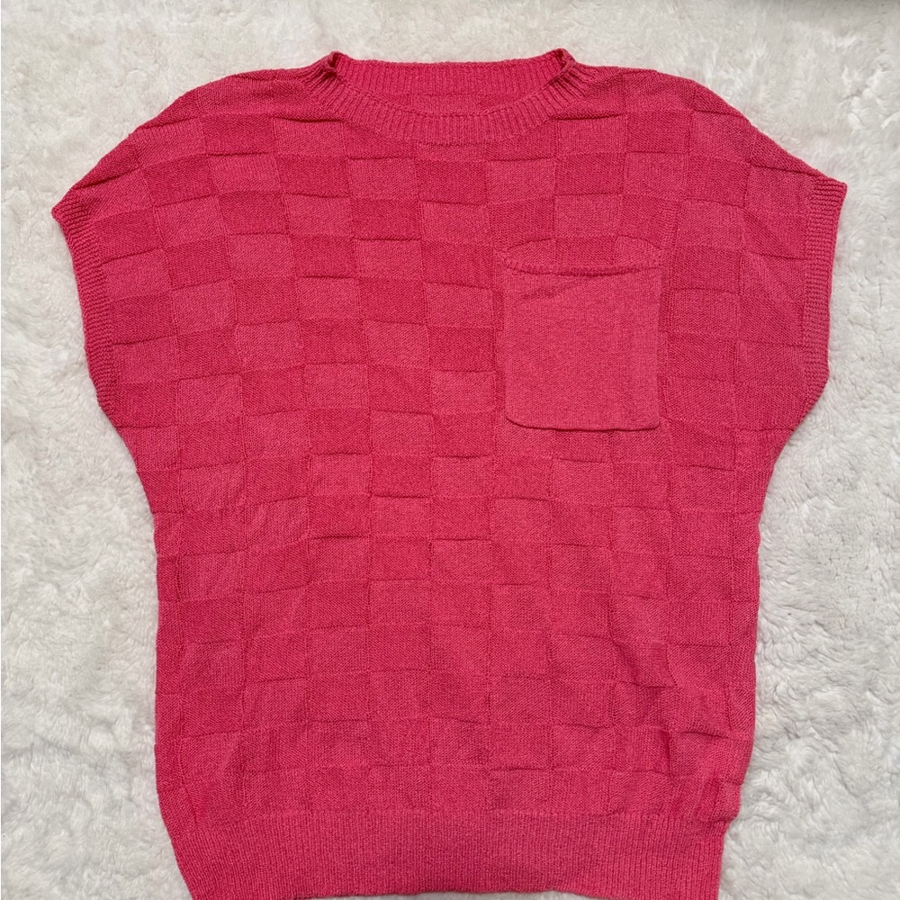 Pink Textured Knit Top